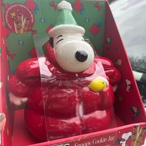 Red Puffer Jacket Snoopy Cookie Jar Woodstock